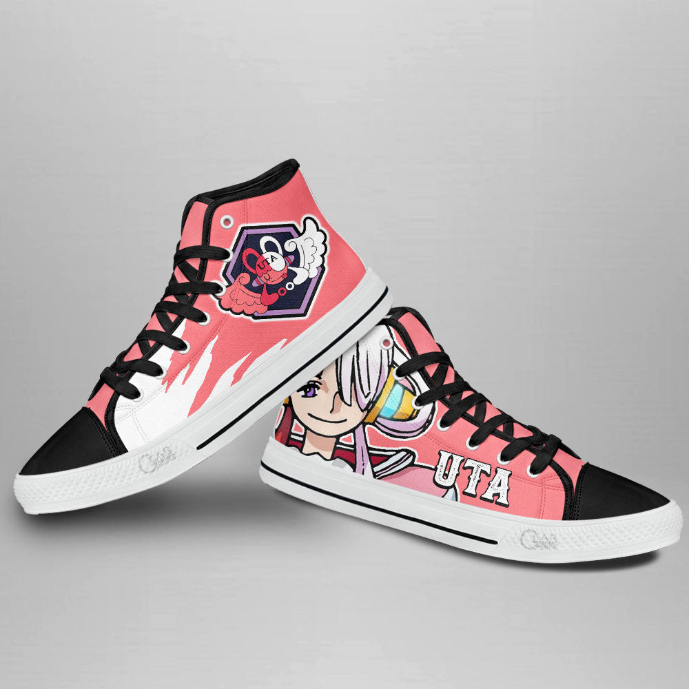 Uta High Top Shoes One Piece Red Custom Anime Sneakers Gear Anime