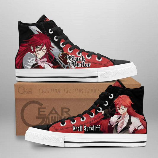 Black Butler Grell Sutcliff High Top Shoes Custom Anime Sneakers - 1 - GearAnime