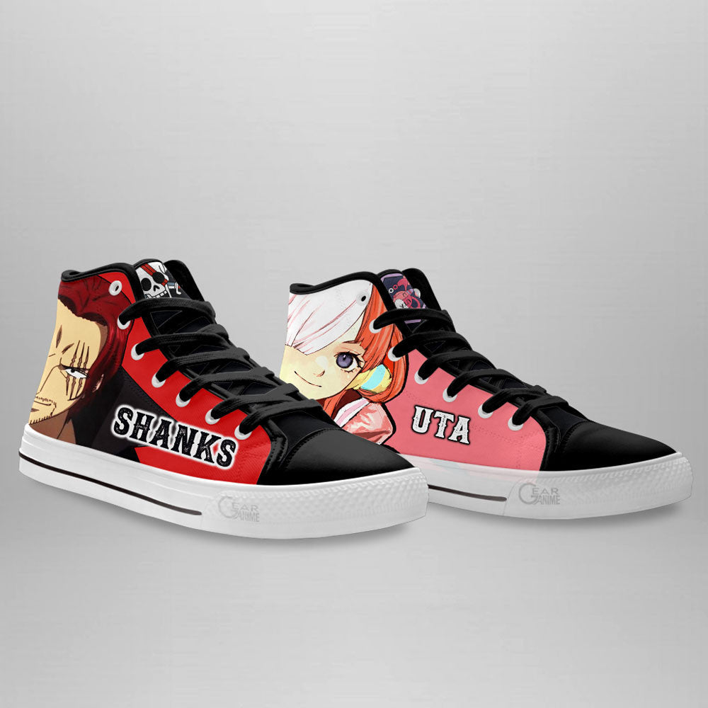 Shanks and Uta High Top Shoes One Piece Red Custom Anime Sneakers Gear Anime