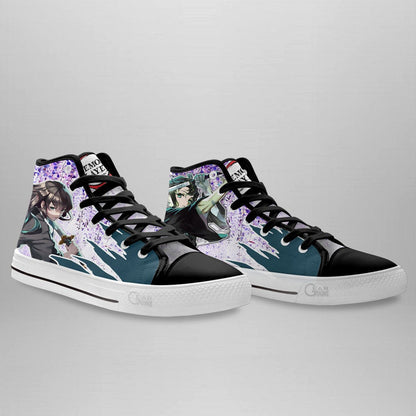 Demon Slayer Muichiro Tokito High Top Shoes Custom Anime Sneakers Wisteria Style - 3 - GearAnime
