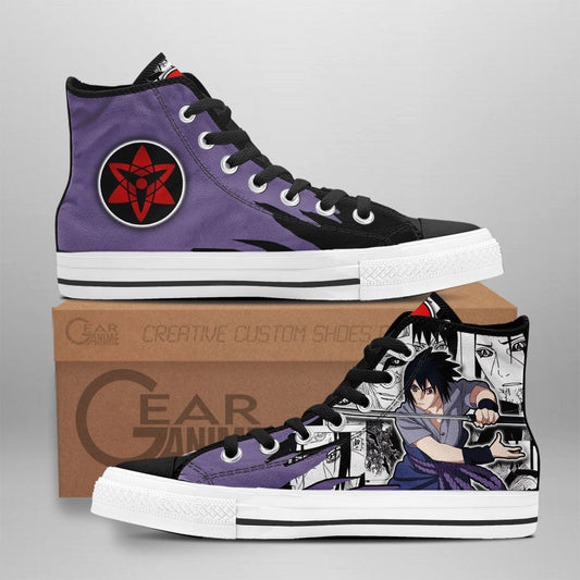 Sasuke Uchiha Classic High-Top Sneakers - Custom Anime Design
