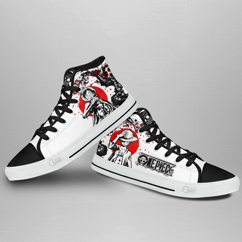 Luffy Classic High-Top Sneakers - Custom Anime Design