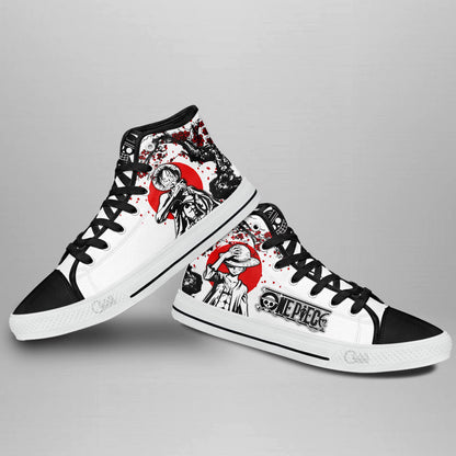 Luffy Classic High-Top Sneakers - Custom Anime Design