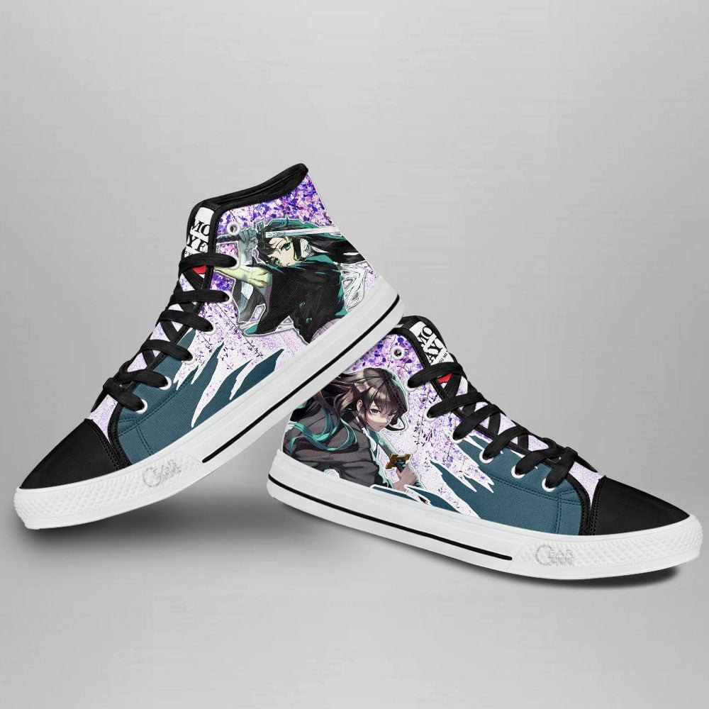 Demon Slayer Muichiro Tokito High Top Shoes Custom Anime Sneakers Wisteria Style - 4 - GearAnime
