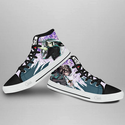 Demon Slayer Muichiro Tokito High Top Shoes Custom Anime Sneakers Wisteria Style - 4 - GearAnime