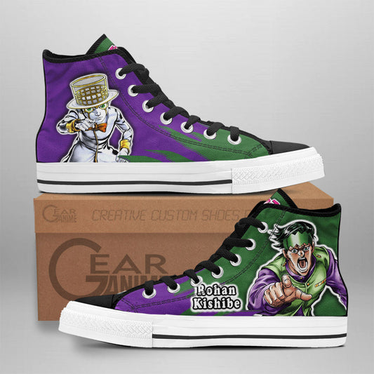 Rohan Kishibe Classic High-Top Sneakers - Custom Anime Design
