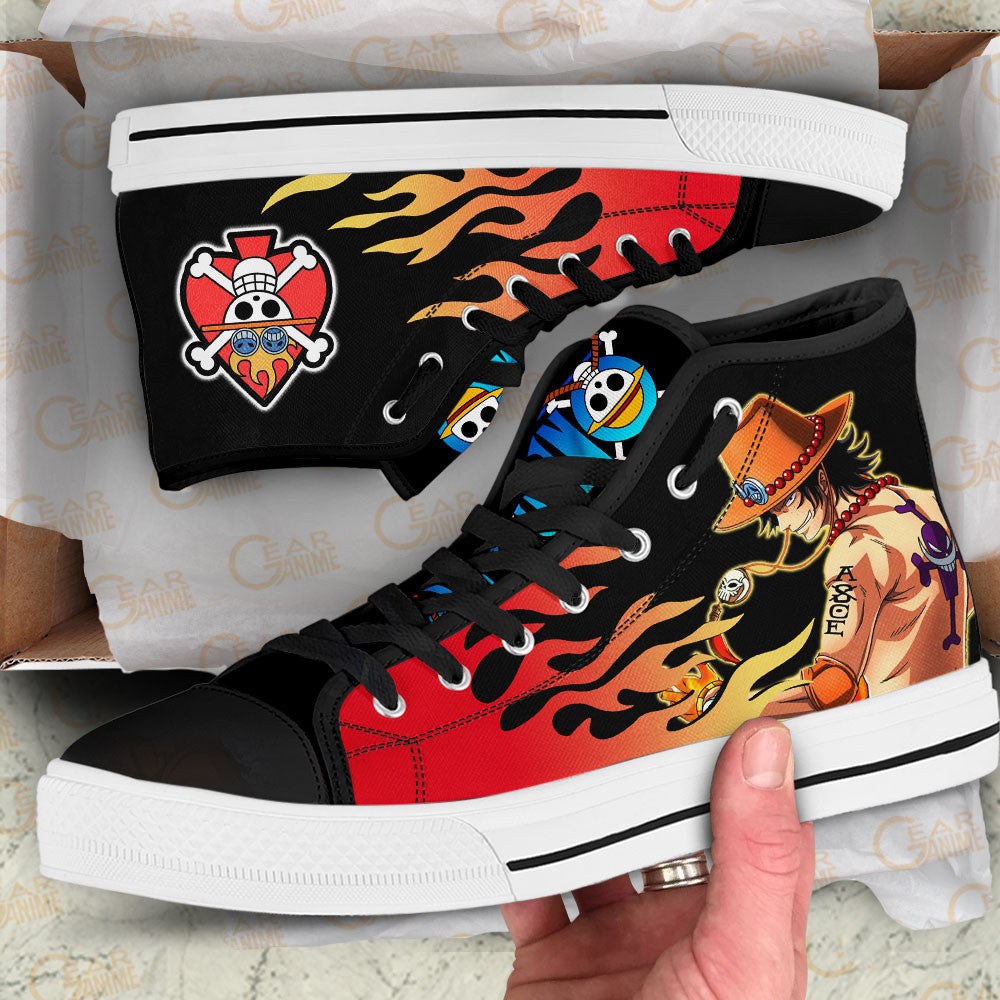 Ace D. Portgas Classic High-Top Sneakers - Custom Anime Design