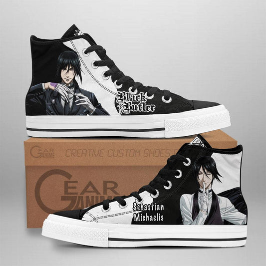 Black Butler Sebastian Michaelis High Top Shoes Custom Anime Sneakers - 1 - GearAnime