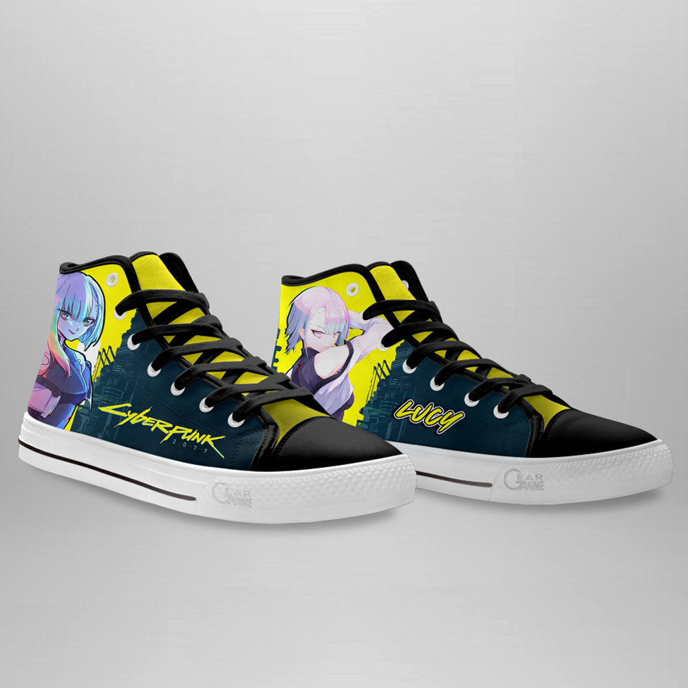 Cyberpunk Lucy Custom High Top Shoes For Anime Fans Gear Anime
