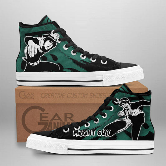 Might Guy Classic High-Top Sneakers - Custom Anime Design