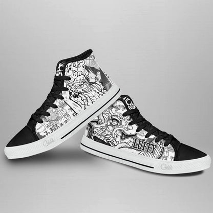 Luffy Gear 5 Classic High-Top Sneakers - Custom Anime Design