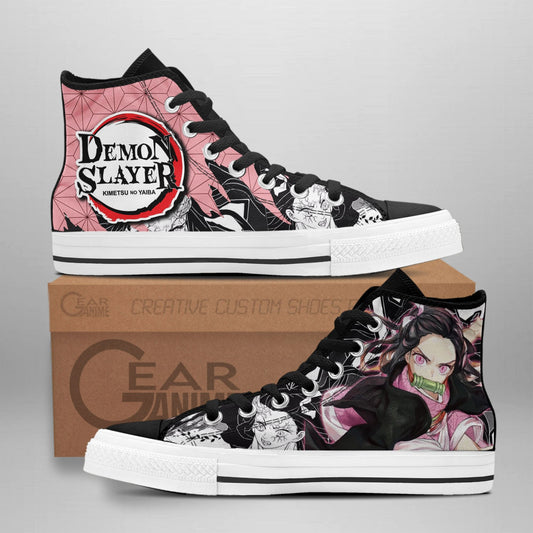 Nezuko High Top Shoes Custom Anime Demon Slayer Sneakers - 1 - GearAnime