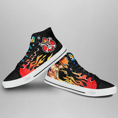 Ace D. Portgas Classic High-Top Sneakers - Custom Anime Design