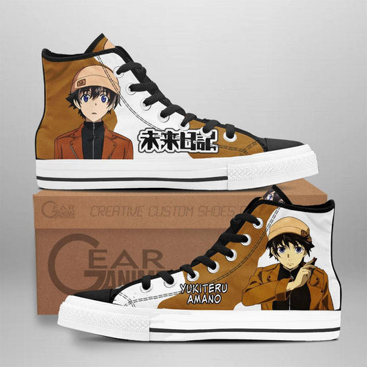 Mirai Nikki The Future Diary Yukiteru Amano High Top Shoes Custom Anime Sneakers - 1 - GearAnime