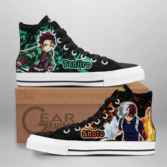Tanji and Shoto Todoroki High-Top Shoes Anime Custom