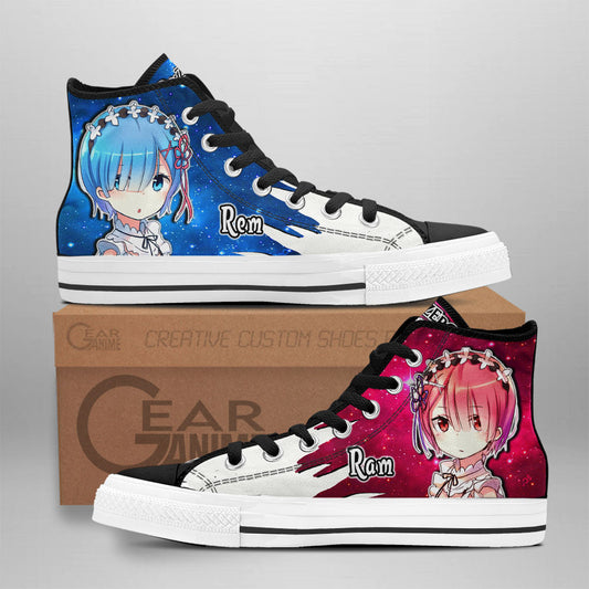 Ram and Rem Classic High-Top Sneakers - Custom Anime Design