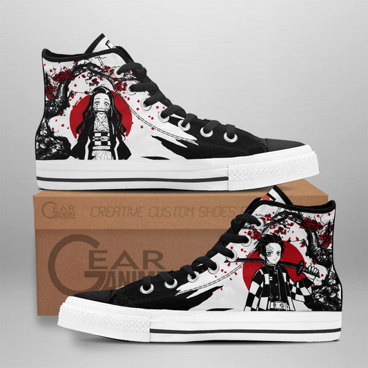 Kamado Brothers Classic High-Top Sneakers - Custom Anime Design