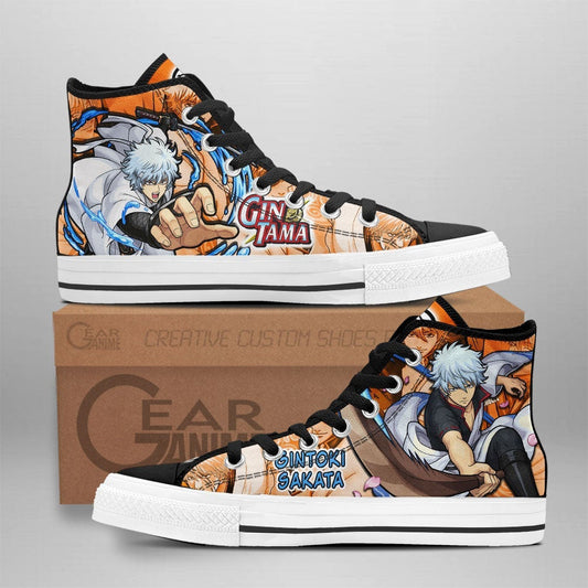 Gintoki Sakata High Top Shoes Custom Gintama Anime Sneakers - 1 - GearAnime