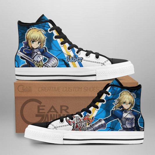 Saber Classic High-Top Sneakers - Custom Anime Design