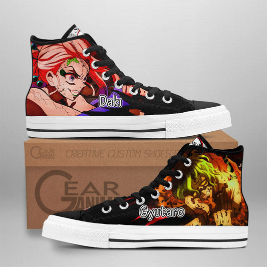 Gyutaro and Daki Classic High-Top Sneakers - Custom Anime Design