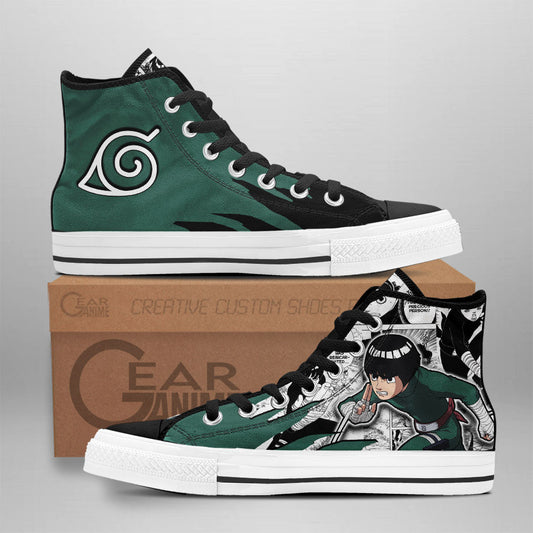 Rock Lee Classic High-Top Sneakers - Custom Anime Design