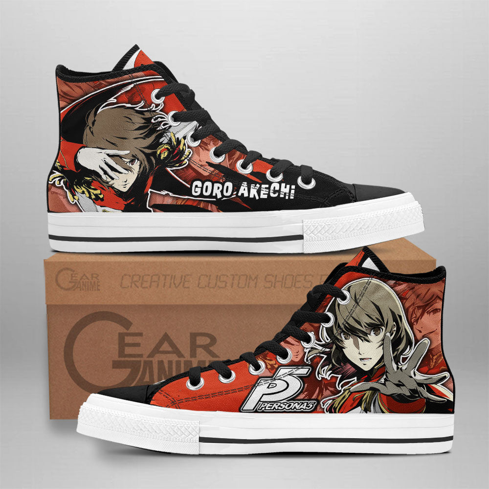 Persona Goro Akechi Anime Custom High Top Shoes Gear Anime