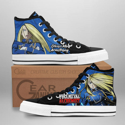 Olivier Mira Armstrong High Top Shoes Custom Anime Sneakers - 1 - GearAnime