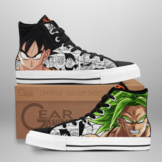 Goku and Broly Classic High-Top Sneakers - Custom Anime Design