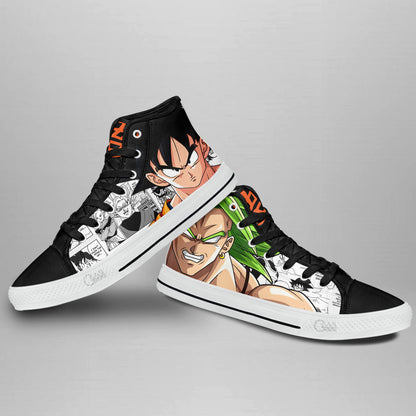 Goku and Broly Classic High-Top Sneakers - Custom Anime Design