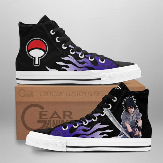 Sasuke Uchiha Classic High-Top Sneakers - Custom Anime Design