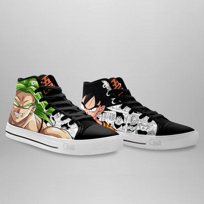 Goku and Broly Classic High-Top Sneakers - Custom Anime Design