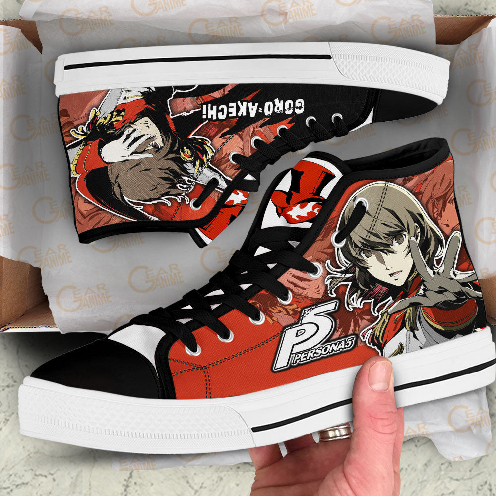 Persona Goro Akechi Anime Custom High Top Shoes Gear Anime