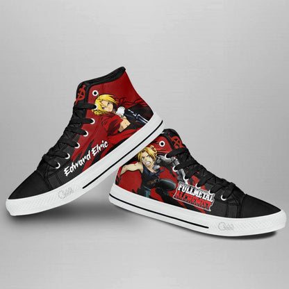 Fullmetal Alchemist Edward Elric High Top Shoes Custom Anime Sneakers - 3 - GearAnime