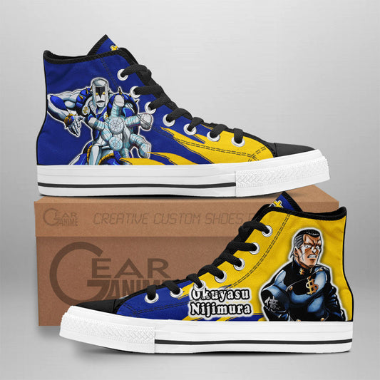 Okuyasu Nijimura Classic High-Top Sneakers - Custom Anime Design