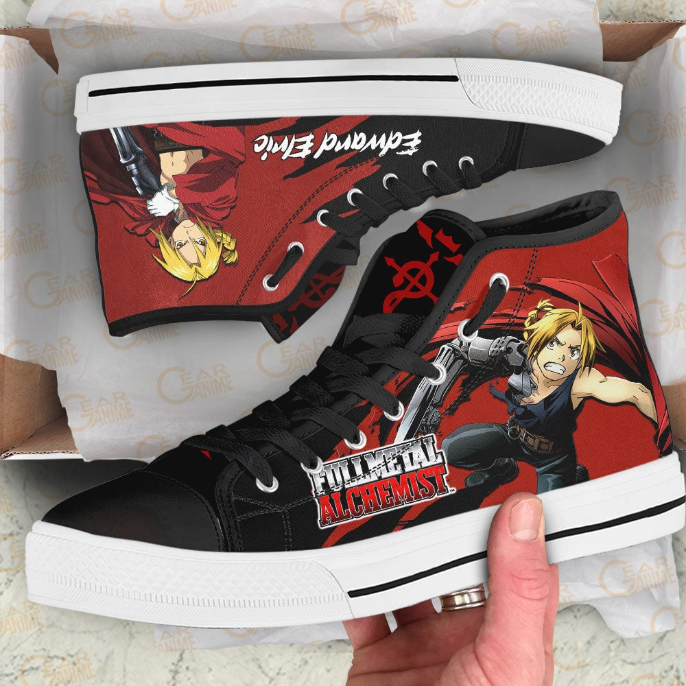 Fullmetal Alchemist Edward Elric High Top Shoes Custom Anime Sneakers - 2 - GearAnime