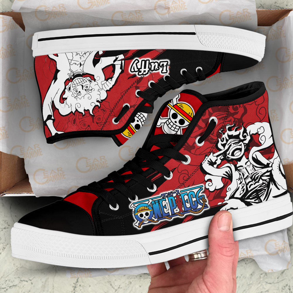Luffy Gear 5 Classic High-Top Sneakers - Custom Anime Design