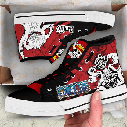 Luffy Gear 5 Classic High-Top Sneakers - Custom Anime Design