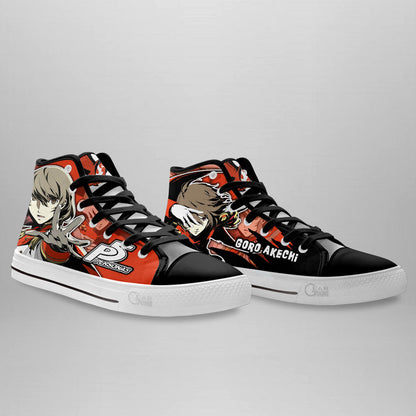 Persona Goro Akechi Anime Custom High Top Shoes Gear Anime