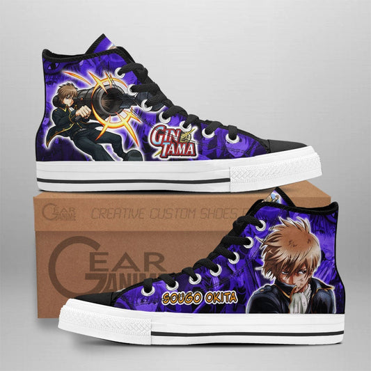 Sougo Okita High Top Shoes Custom Gintama Anime Sneakers - 1 - GearAnime