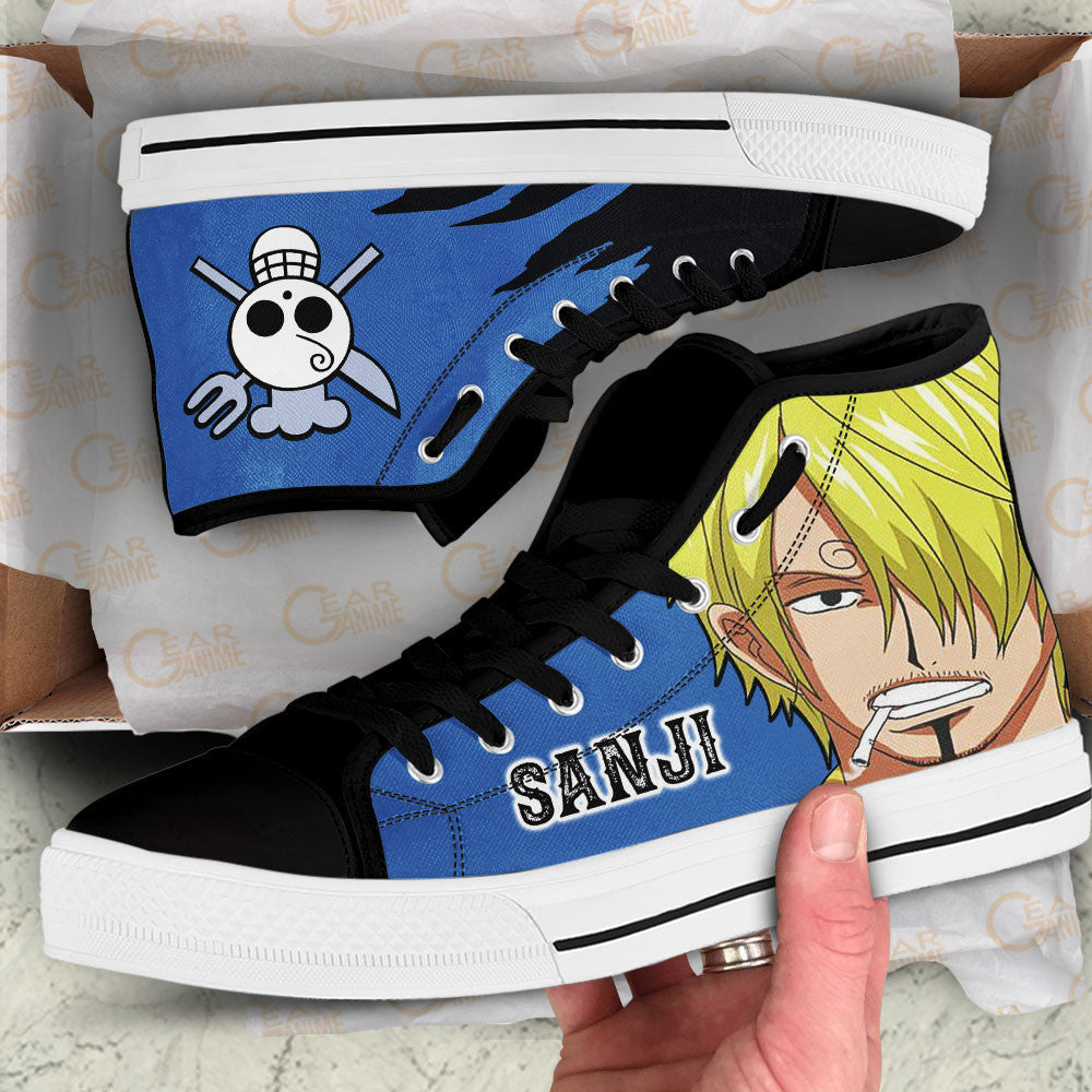 Sanji High Top Shoes One Piece Red Custom Anime Sneakers Gear Anime