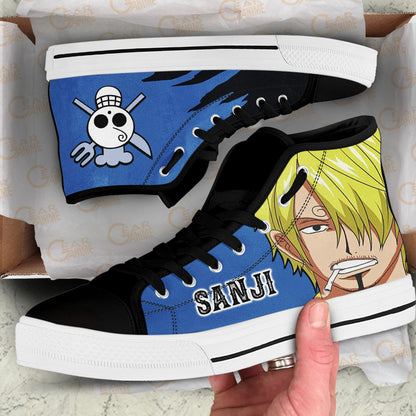 Sanji High Top Shoes One Piece Red Custom Anime Sneakers Gear Anime