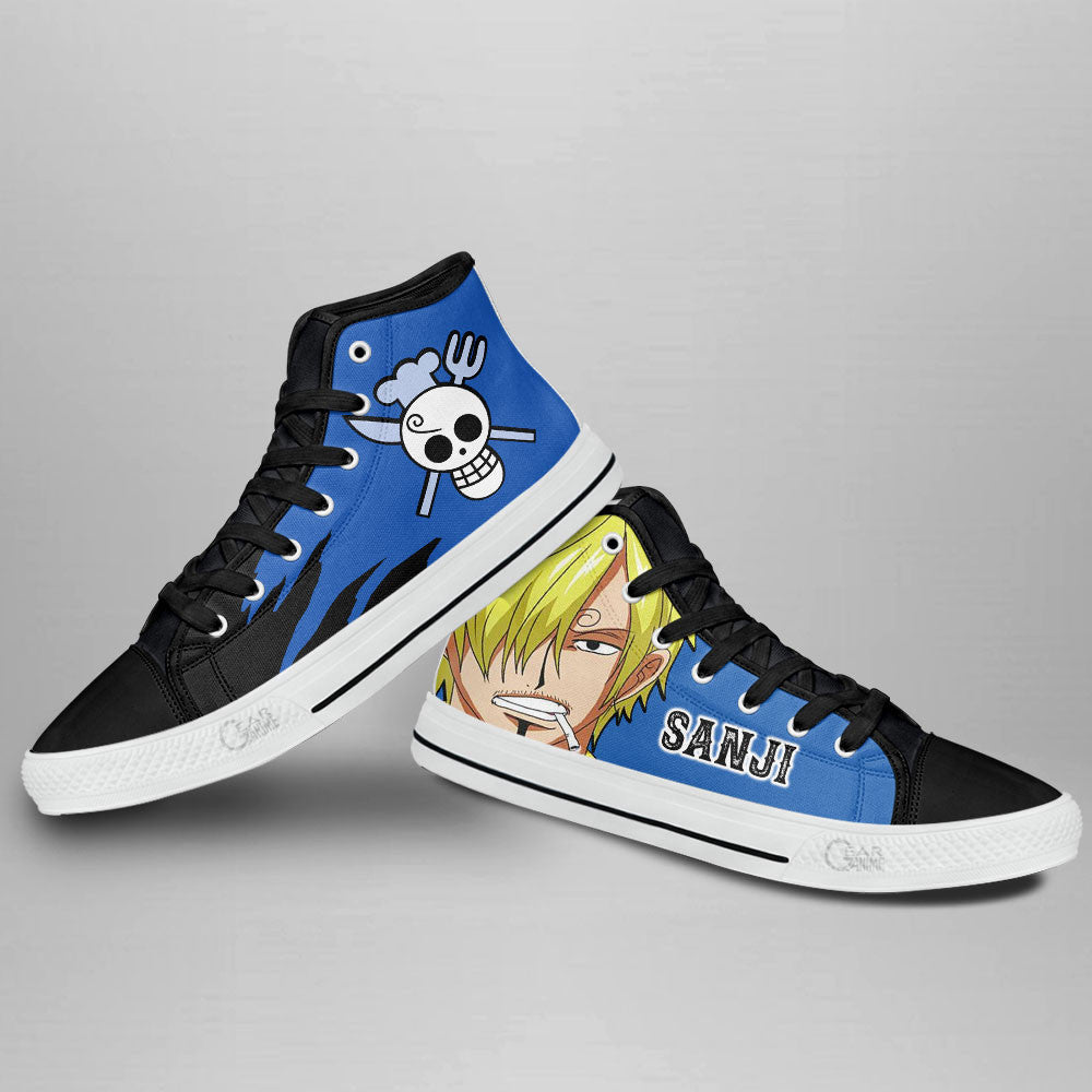 Sanji High Top Shoes One Piece Red Custom Anime Sneakers Gear Anime