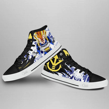 Vegeta Saiyan High Top Shoes Custom Manga Anime Dragon Ball Sneakers - 3 - GearAnime