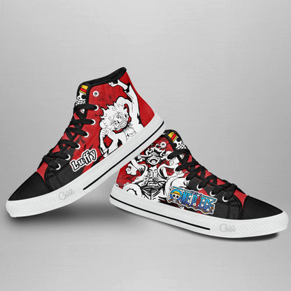 Luffy Gear 5 Classic High-Top Sneakers - Custom Anime Design