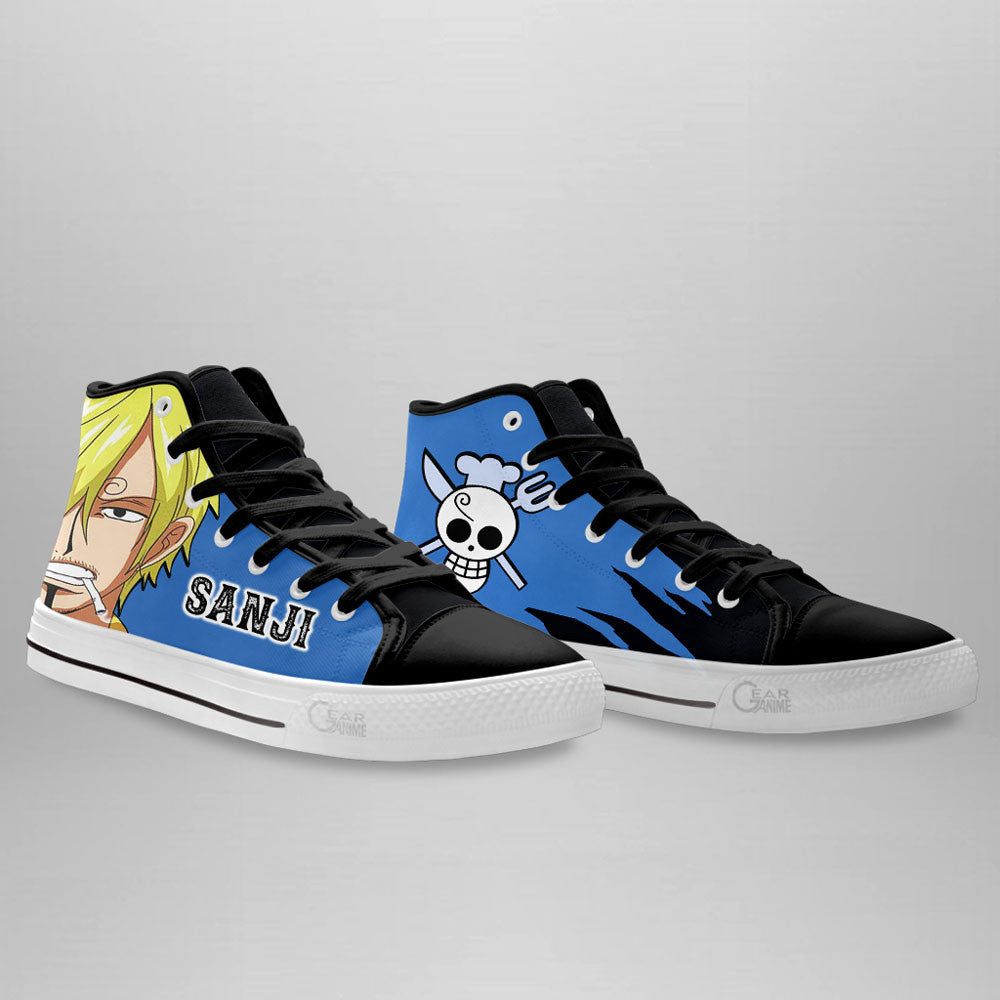 Sanji High Top Shoes One Piece Red Custom Anime Sneakers Gear Anime