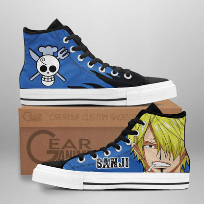 Sanji High Top Shoes One Piece Red Custom Anime Sneakers Gear Anime