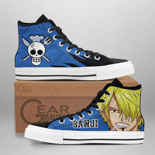 Sanji High Top Shoes One Piece Red Custom Anime Sneakers Gear Anime