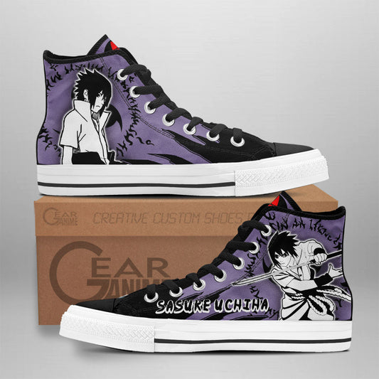 Sasuke Uchiha Classic High-Top Sneakers - Custom Anime Design