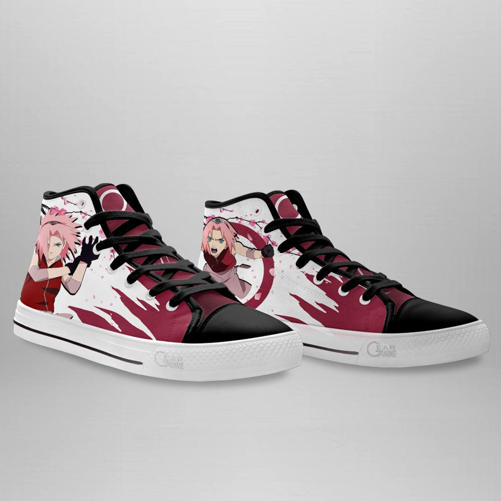 Sakura Haruno High Top Shoes Custom NRT Anime Sneakers Japan Style - 4 - GearAnime