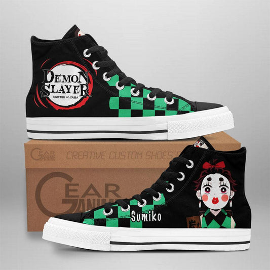 Demon Slayer Tanjiro Sumiko High Top Shoes Funny Custom Anime Sneakers - 1 - GearAnime